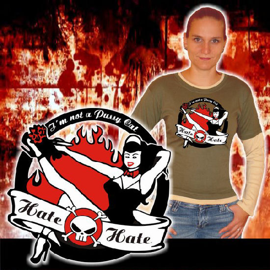 Hate-Hate - Langarmkontrastshirt-I´m not a Pussy Cat