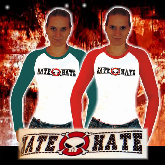 Hate-Hate - Langarmkontrastshirt "Lochschrift" Hate-Hate - Langarmkontrastshirt "Lochschrift"