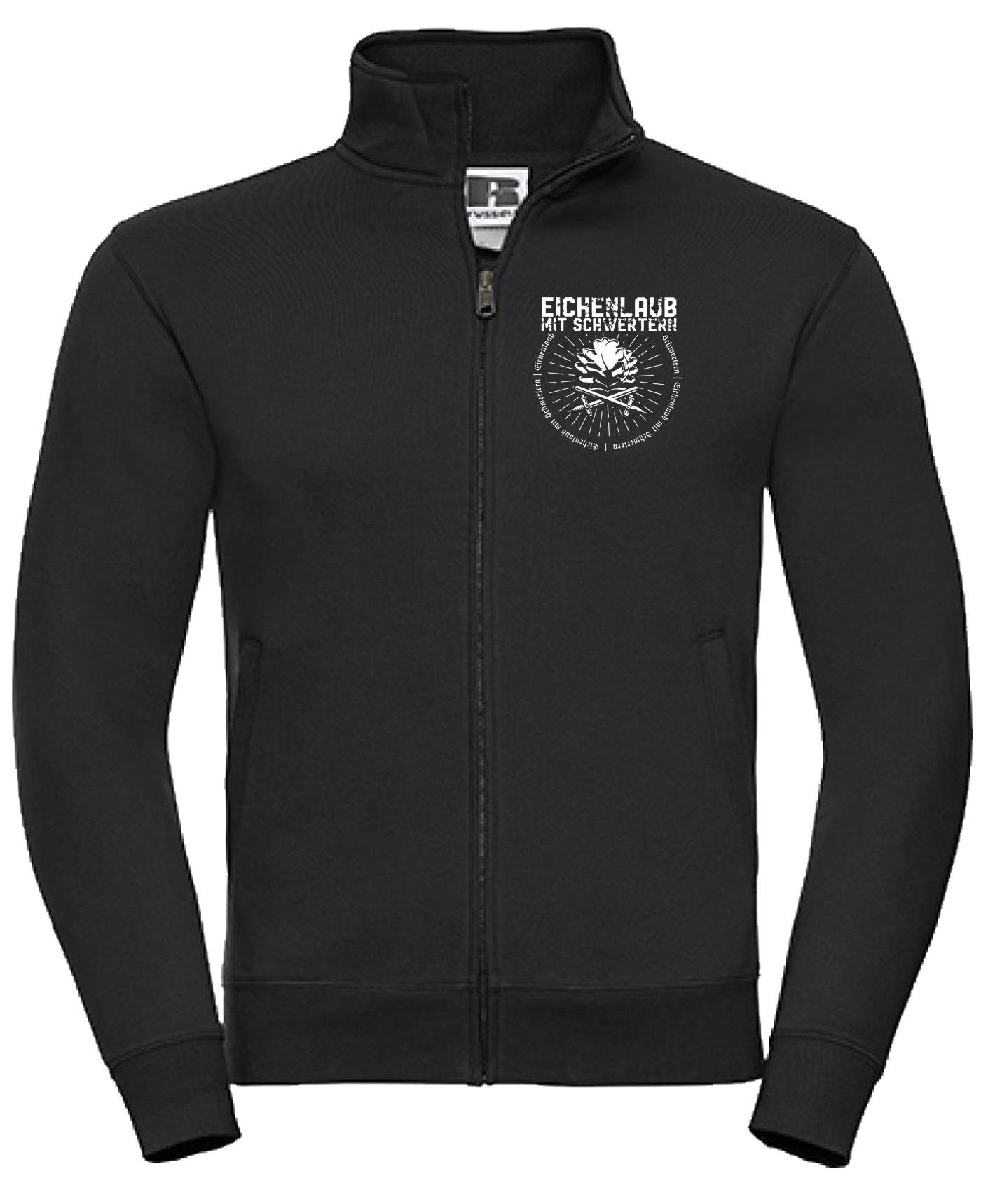Stehkragenjacke- Eichenlaub mit Schwertern (schwarz)