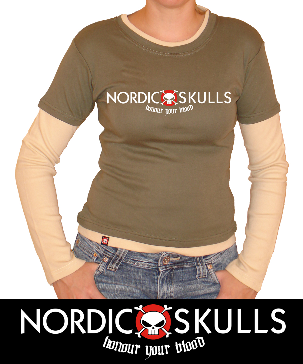 Langarmkontrastshirt- Nordic Skulls-Honour your Blood